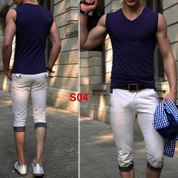 Áo ba lỗ nam cổ tim chất cotton thun lạnh dáng body thời trang