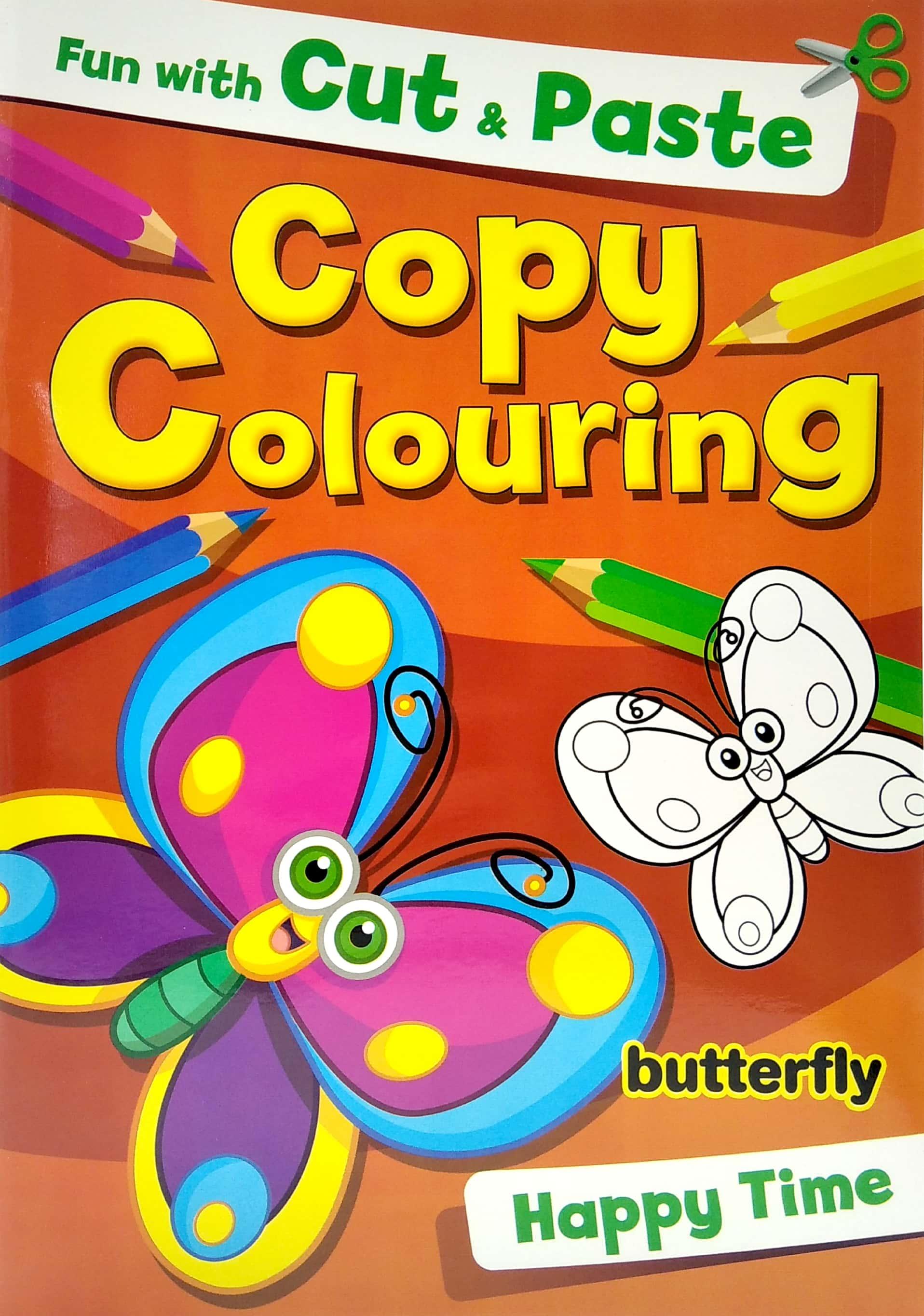 Fun With Cut &amp; Paste Copy Colouring: Butterfly Happy Time