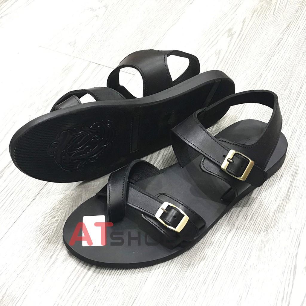 Dép Sandal Unisex Cao Cấp Da Bò Thật Sandal Xỏ Ngón Nam Nữ Trẻ Trung Đế Caosu Chống Nước Atshoes XDxsg211