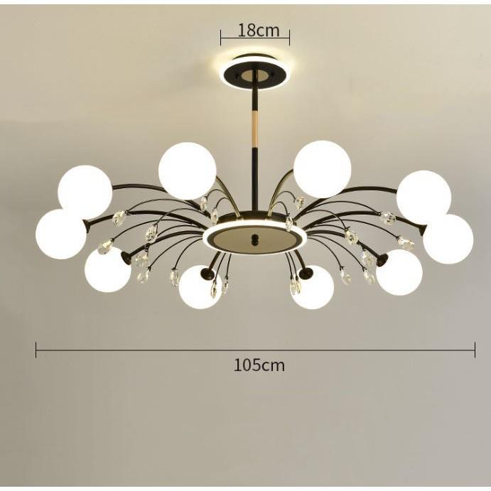 Đèn chùm kiểu dáng sang trọng, hiện đại trang trí nhà cửa cao cấp loại 10 bóng - kèm bóng LED chuyên dụng.