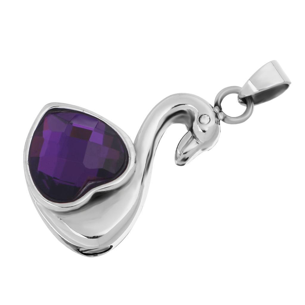 Swan Heart Crystal Cremation Pendant Urn Necklace keepsake Pet Ash Holder