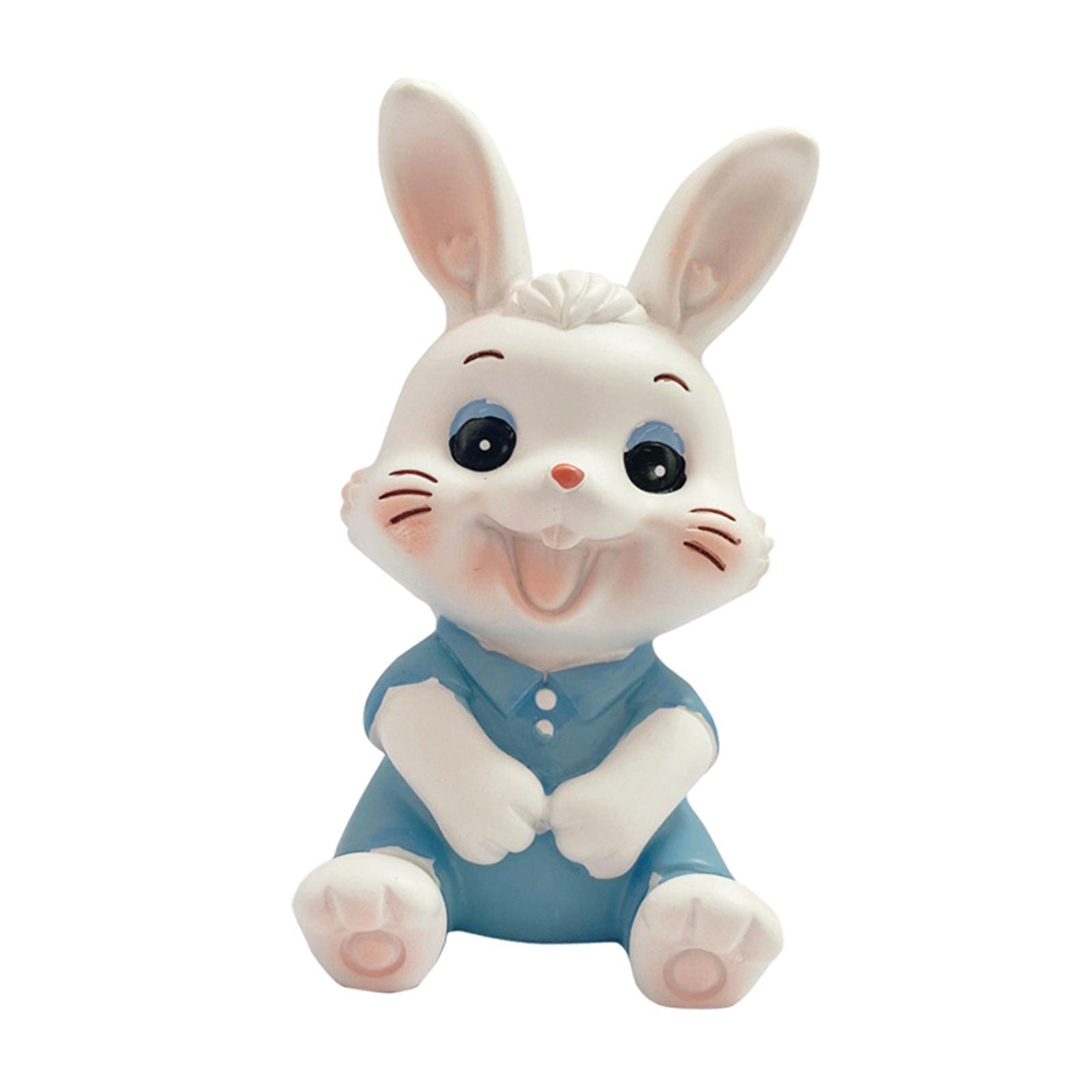 Cute Rabbit Statue Animal Figures Art Sculpture for Office Shelf Decoration