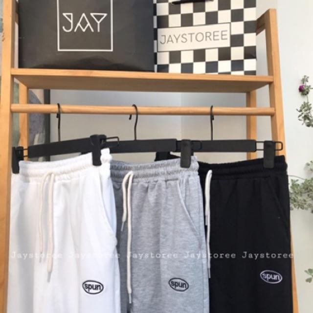 Quần thun jogger thêu chữ SPUN ️ Nam nữ unisex ️