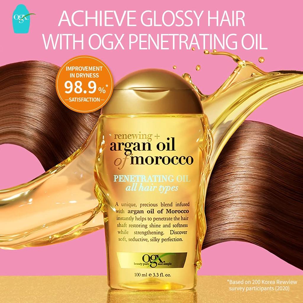 TINH DẦU DƯỠNG TÓC OGX Renewing, Argan Oil of Morocco Penetrating Oil, All Hair Types, 100ml (3.3oz)