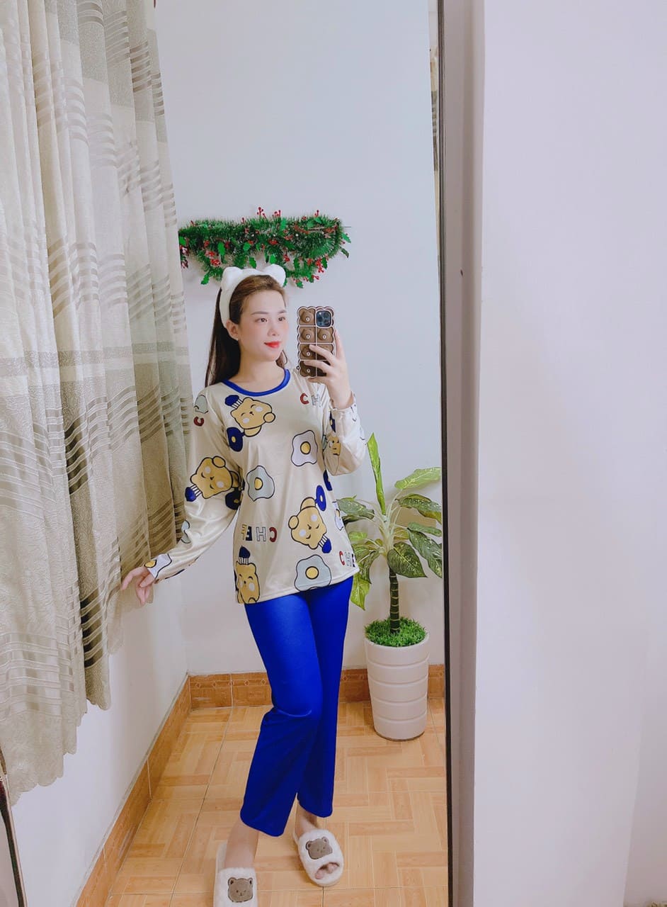 Đồ bộ nữ, Đồ bộ thu đông, Đồ bộ mặc ở nhà cho nữ, Đồ bộ ngủ thun dành cho nữ Đồ bộ thun cotton quần dài, đồ mặc ở nhà Quảng Châu, pyjama