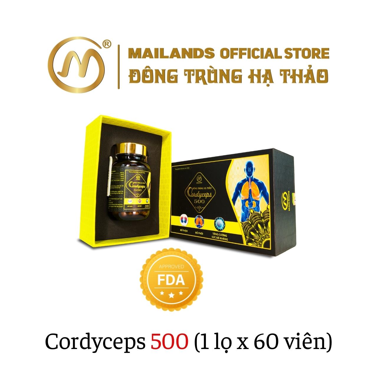 Đông Trùng Hạ Thảo Mailands Cordyceps 500 (60 viên)