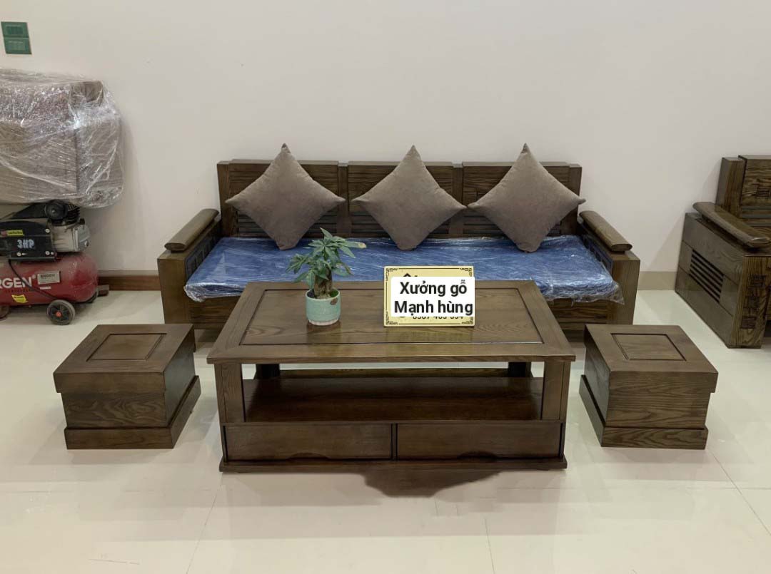 Bộ sofa gỗ sồi mẫu hiện đại