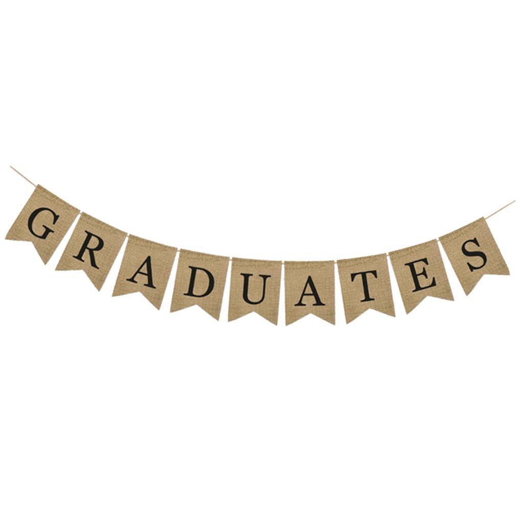 Burlap Grad Banner Decoration Sign 2019 Graduation Party Supplies