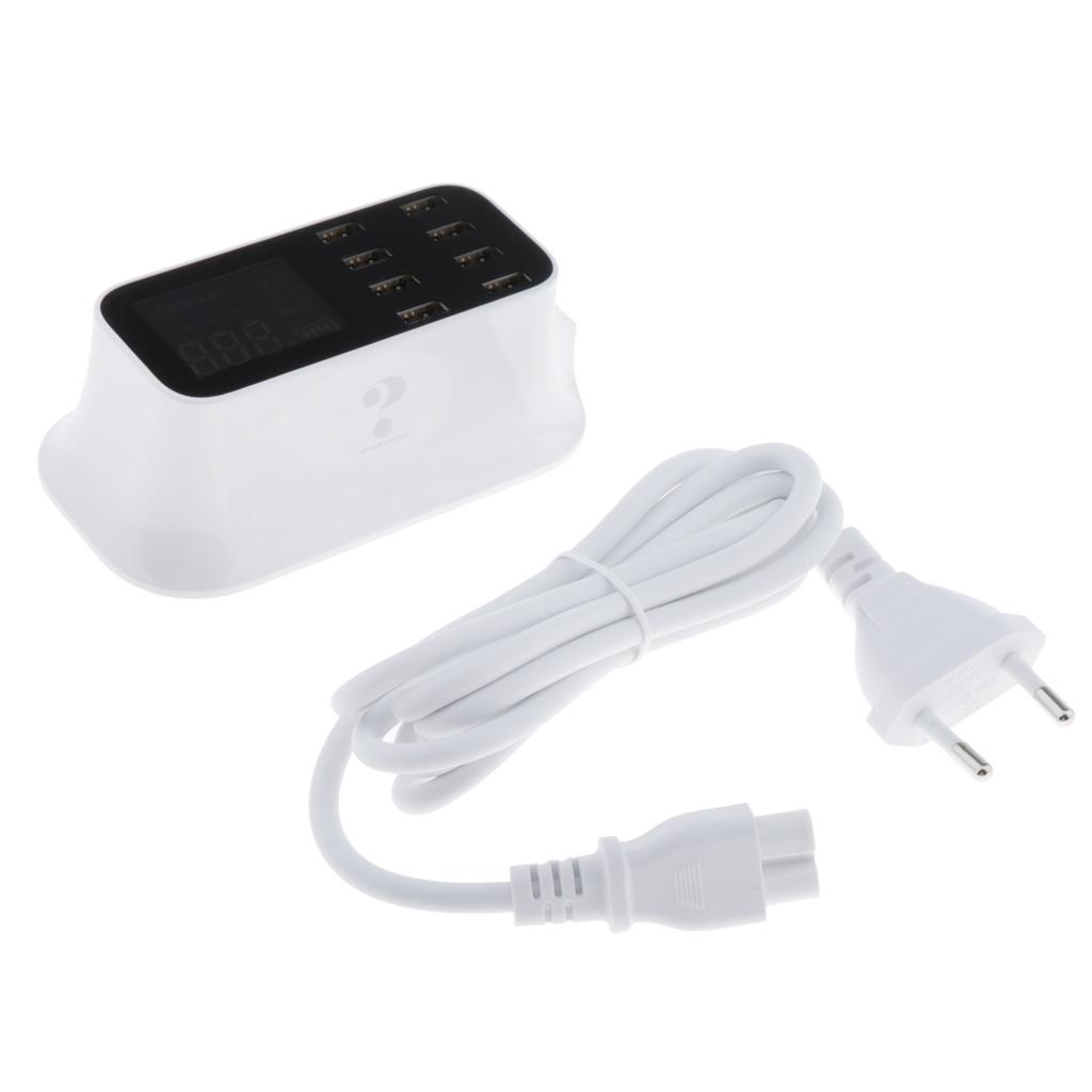 8 Ports USB Charger LCD Display Hub For