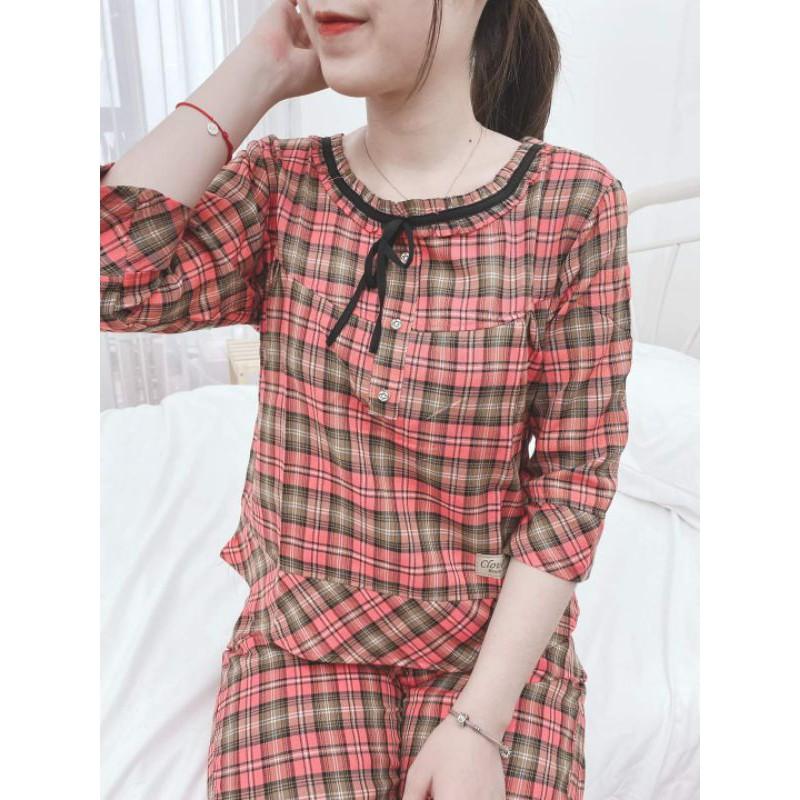 Quần áo đồ bộ cổ nơ 2 màu sang đẹp