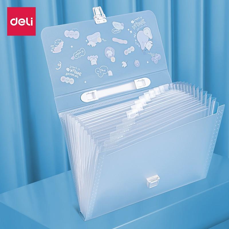 Cặp tài liệu mở rộng 13 ngăn Deli - cặp học sinh - trong suốt - file đựng tài liệu - 1 chiếc - 72563