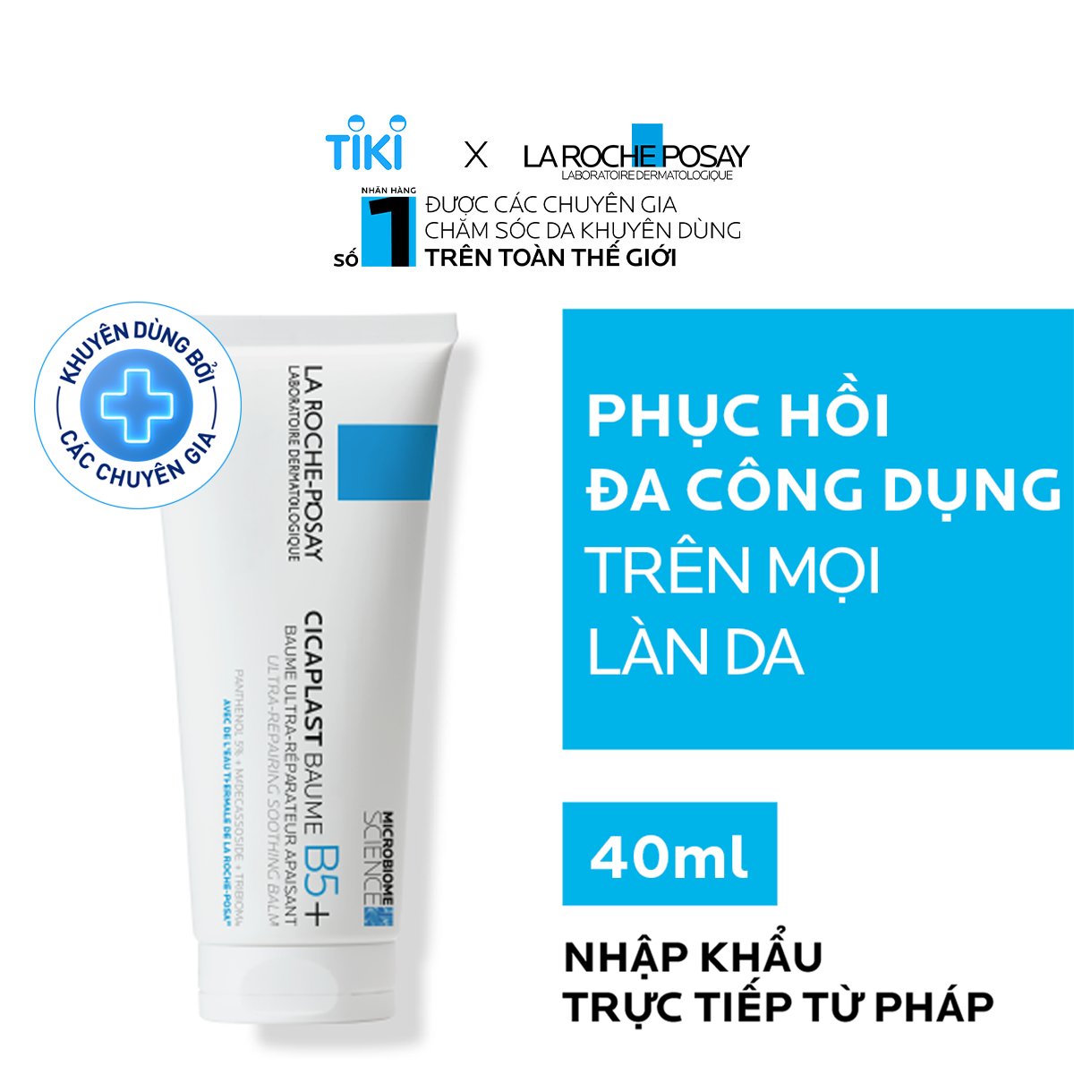 Bộ đôi kem dưỡng phục hồi đa công dụng và làm dịu da La Roche-Posay Cicaplast Baume B5+ 40ml x 2