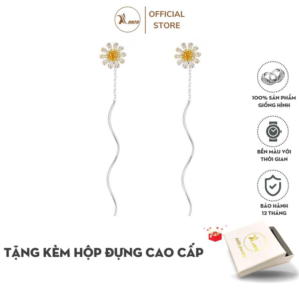Hoa tai bạc hình hoa cúc thả dài ANTA Jewelry ATJ9028