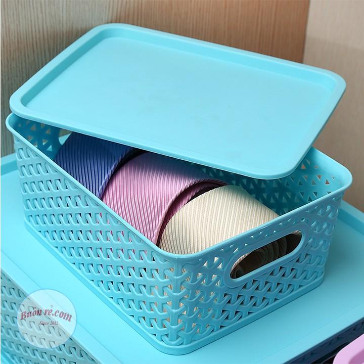 Giỏ Nhựa Hàn Quốc Song Long Có Nắp Size Đại Tiện Dụng 00808