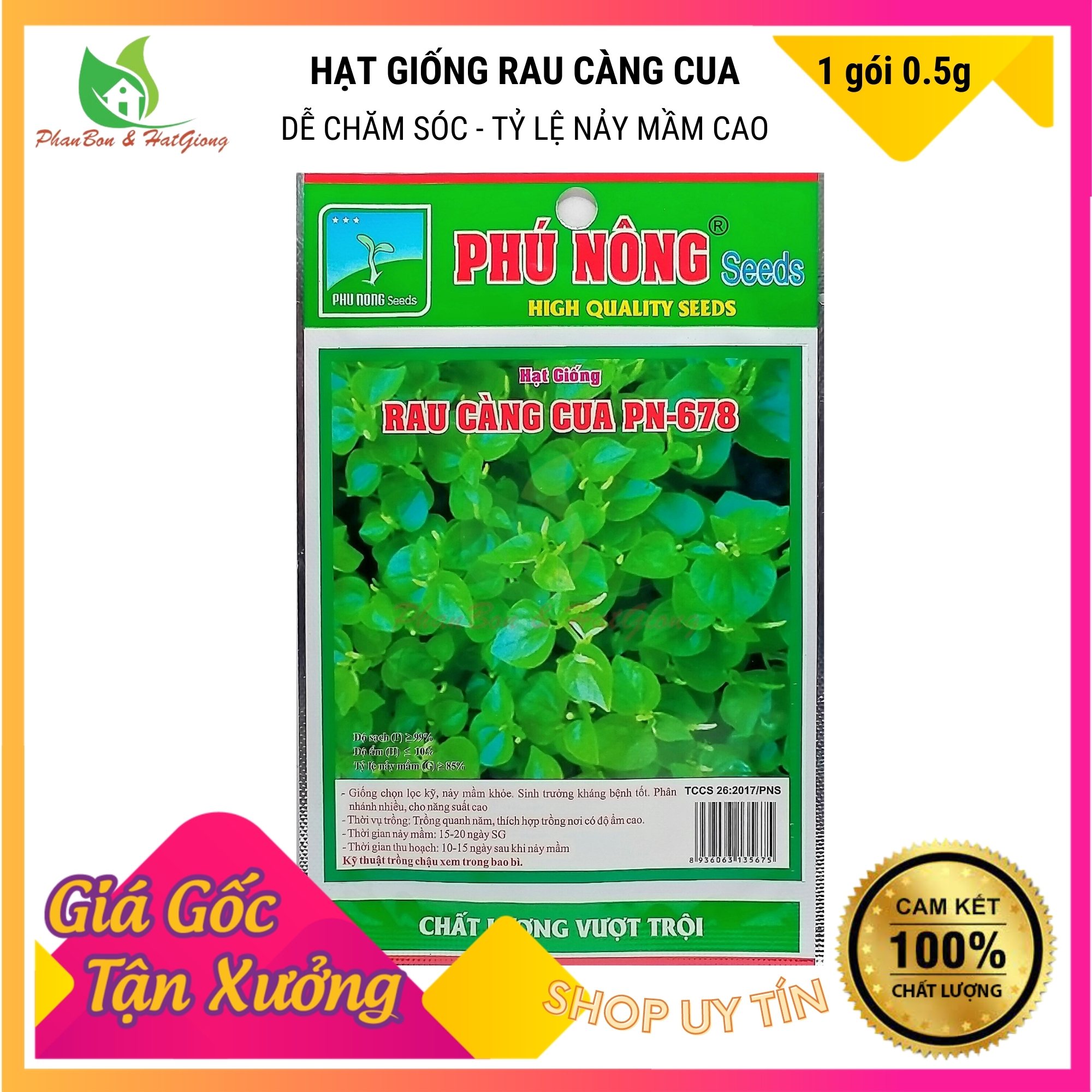 Hạt Giống Rau Càng Cua Dễ Trồng - Phú Nông Seeds - Shop Phân Bón và Hạt Giống