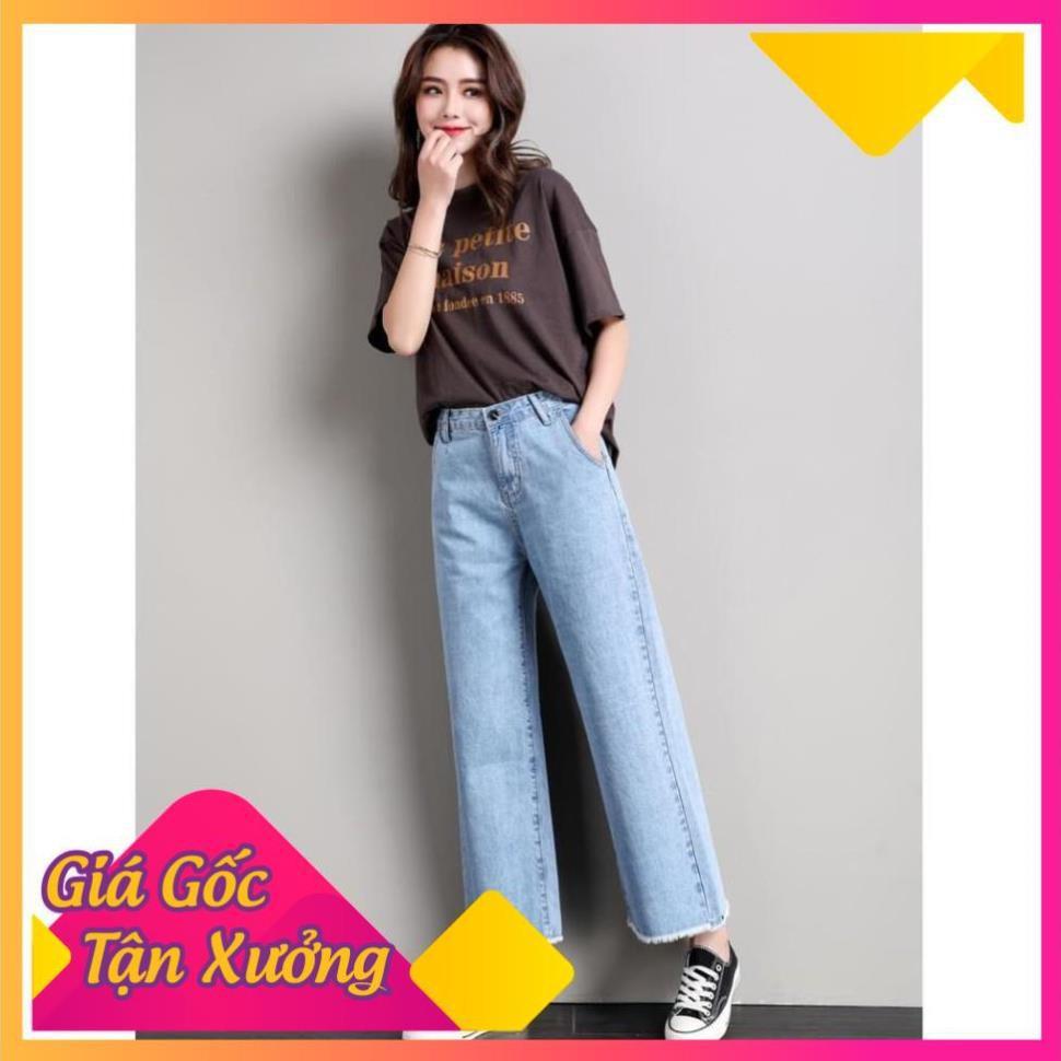 QUẦN CULLOTES BÒ ỐNG RỘNG RÁCH GẤU CÁ TÍNH NĂNG ĐỘNG THỜI TRANG SỚ BÒ RÁCH GẤU JEAN 963