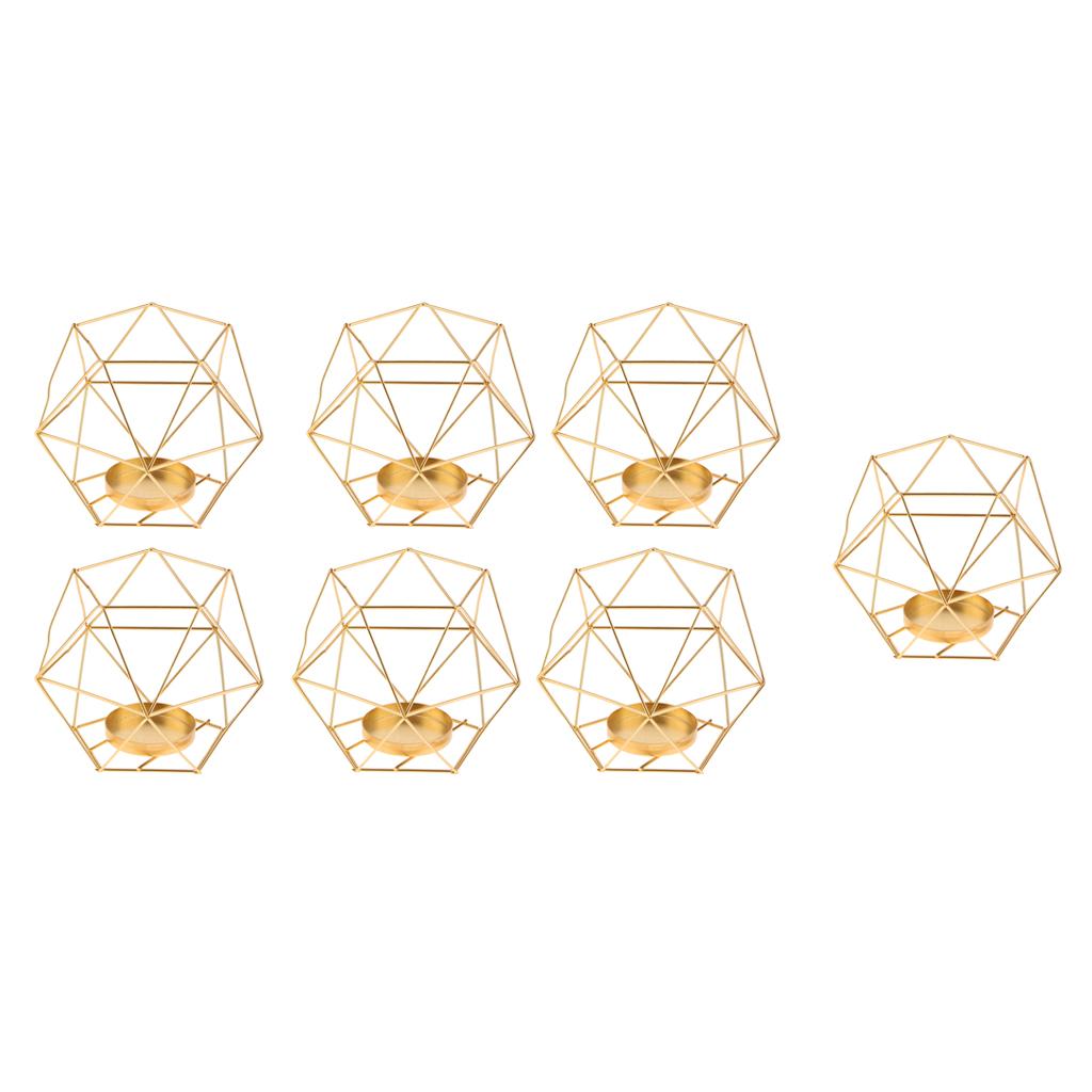 7 Chiếc 3D Hình Học Cưới Hình Học Chân Nến Xông Đèn Giá Đỡ Vàng