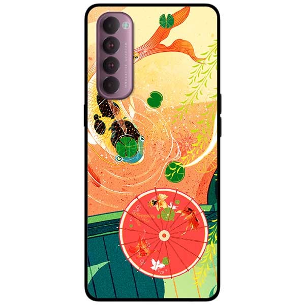Ốp lưng dành cho Oppo Reno 4 Pro mẫu Cá Chép Và Ô Đỏ
