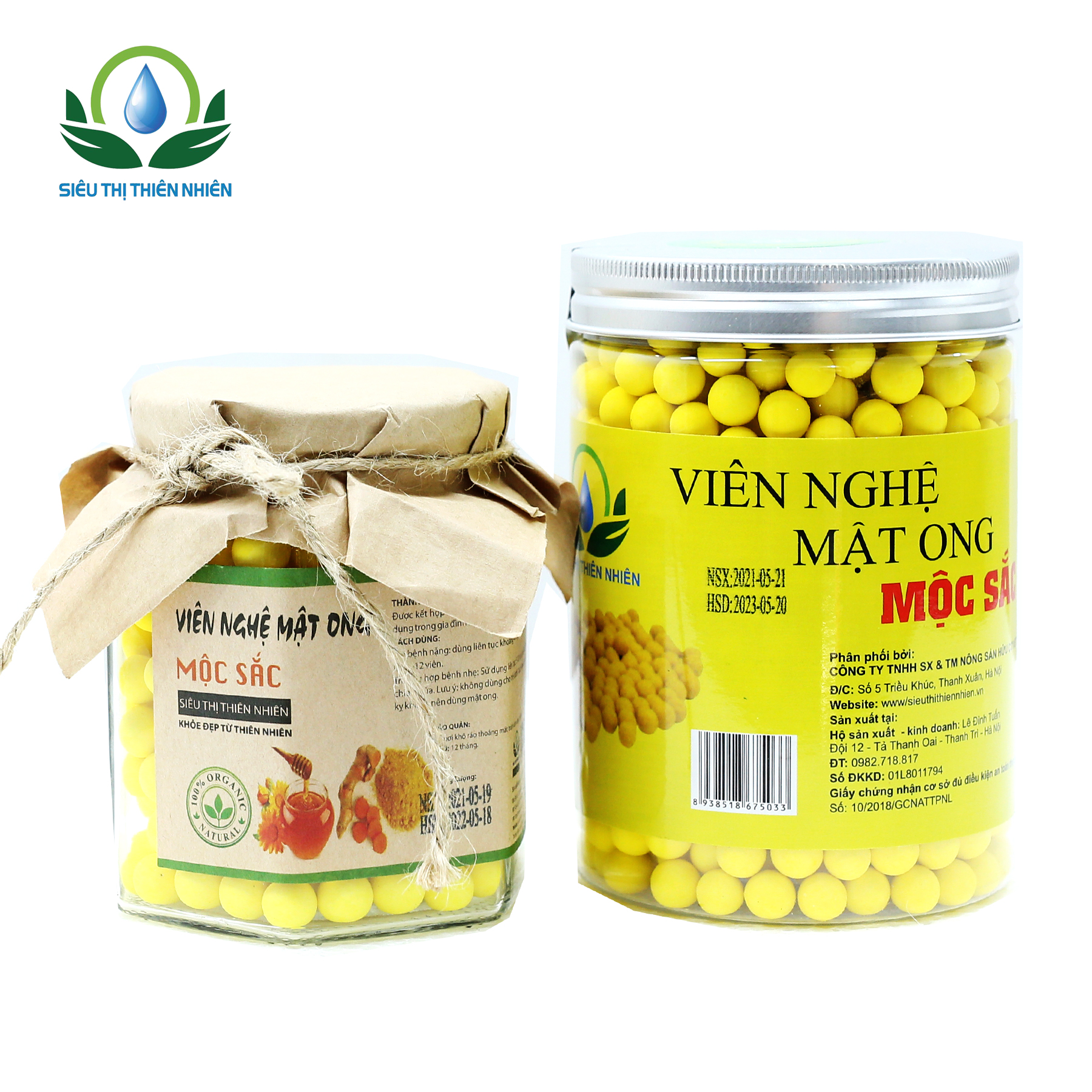 Viên Nghệ Mật Ong Mộc Sắc 1Kg Đóng Hộp Nhựa