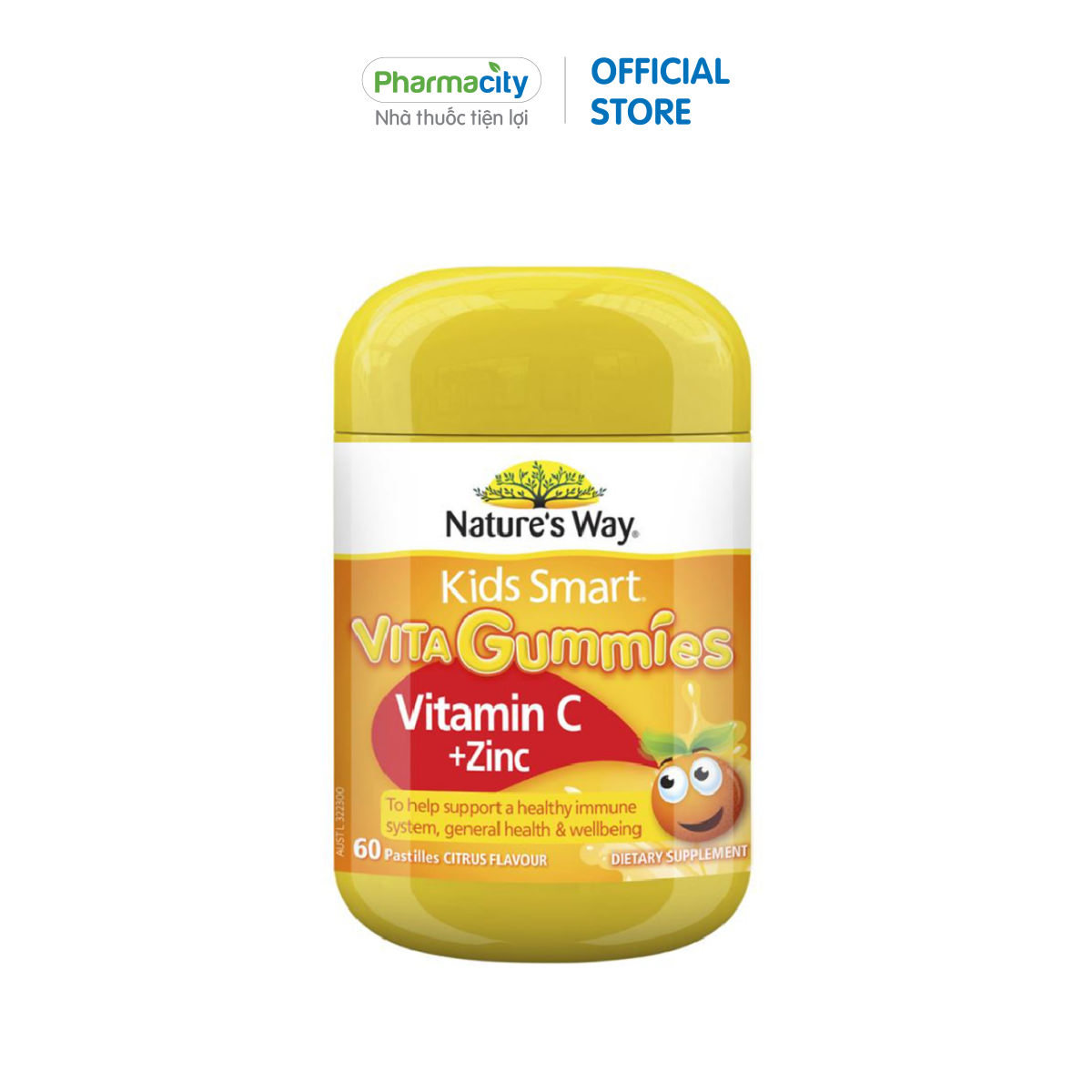 Kẹo dẻo bổ sung vitamin C và kẽm Nature's Way Kids Smart VitaGummies hỗ trợ miễn dịch cho trẻ (Lọ 60 viên)