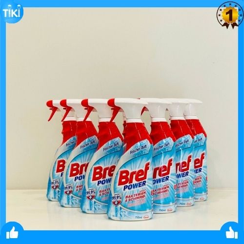 Chai xịt KHỬ TRÙNG NẤM MỐC, VI KHUẨN diệt 99,9% vi khuẩn Bref Power 750ml, hiệu quả tức thì chống lại 99,99% tất cả vi khuẩn và vi trùng.
