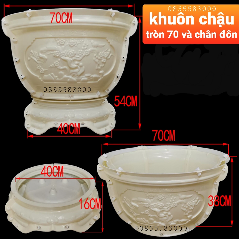 Khuôn đúc chậu cảnh tròn 70 và chân đôn