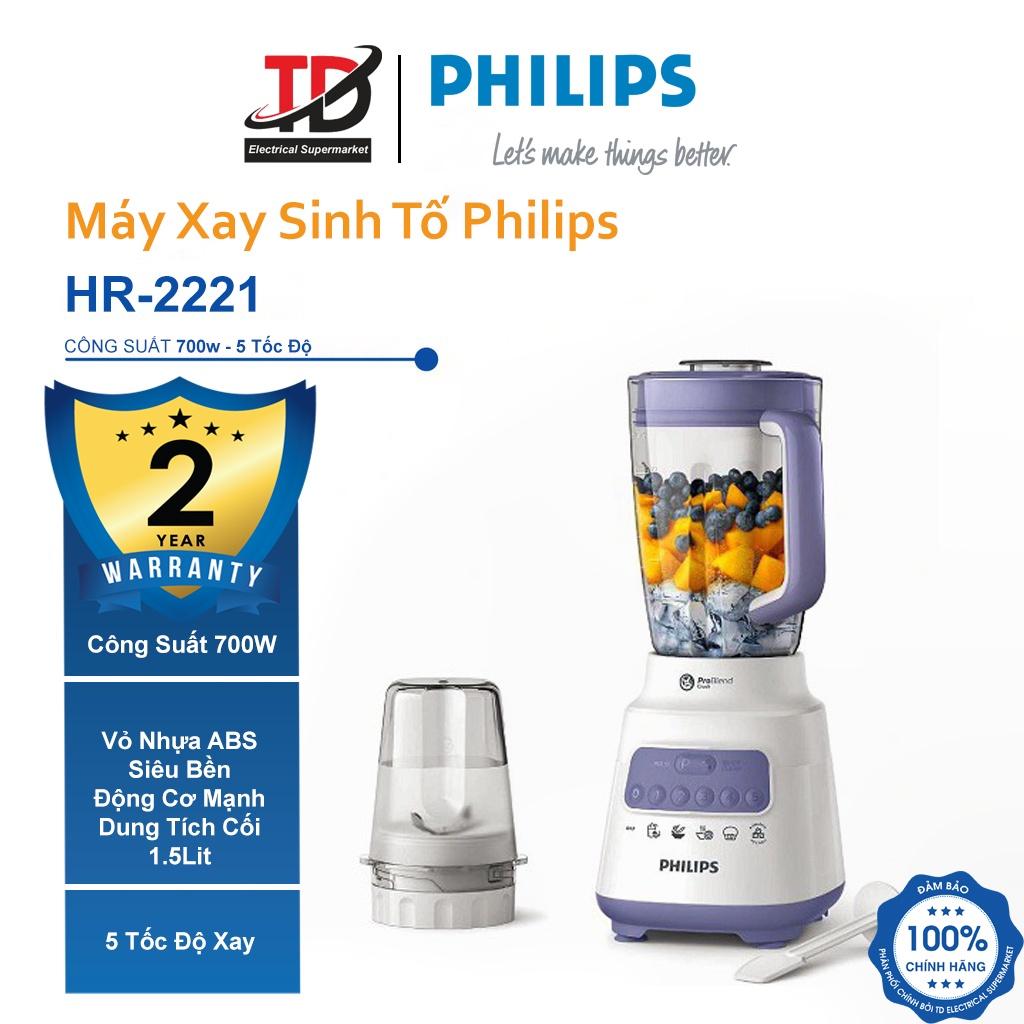 Máy Xay Sinh Tố Philips HR2221 - Công suất 700W Xay Đá , Xay Hạt - Hàng Chính Hãng