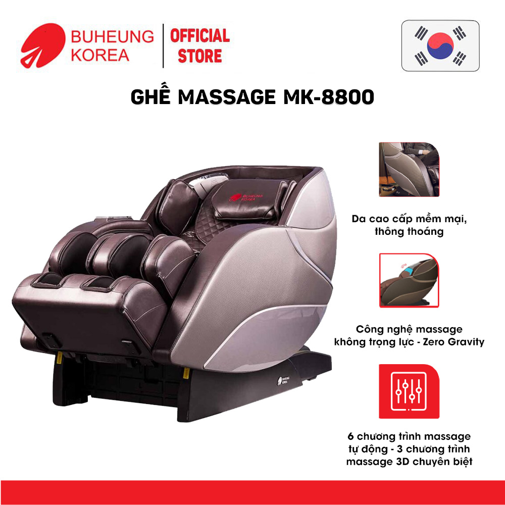 Ghế Massage thương gia Buheung MK-8800, da cao cấp, 6 chương trình massage tự động, 3 chương massage 3D, bảo hành chính hãng