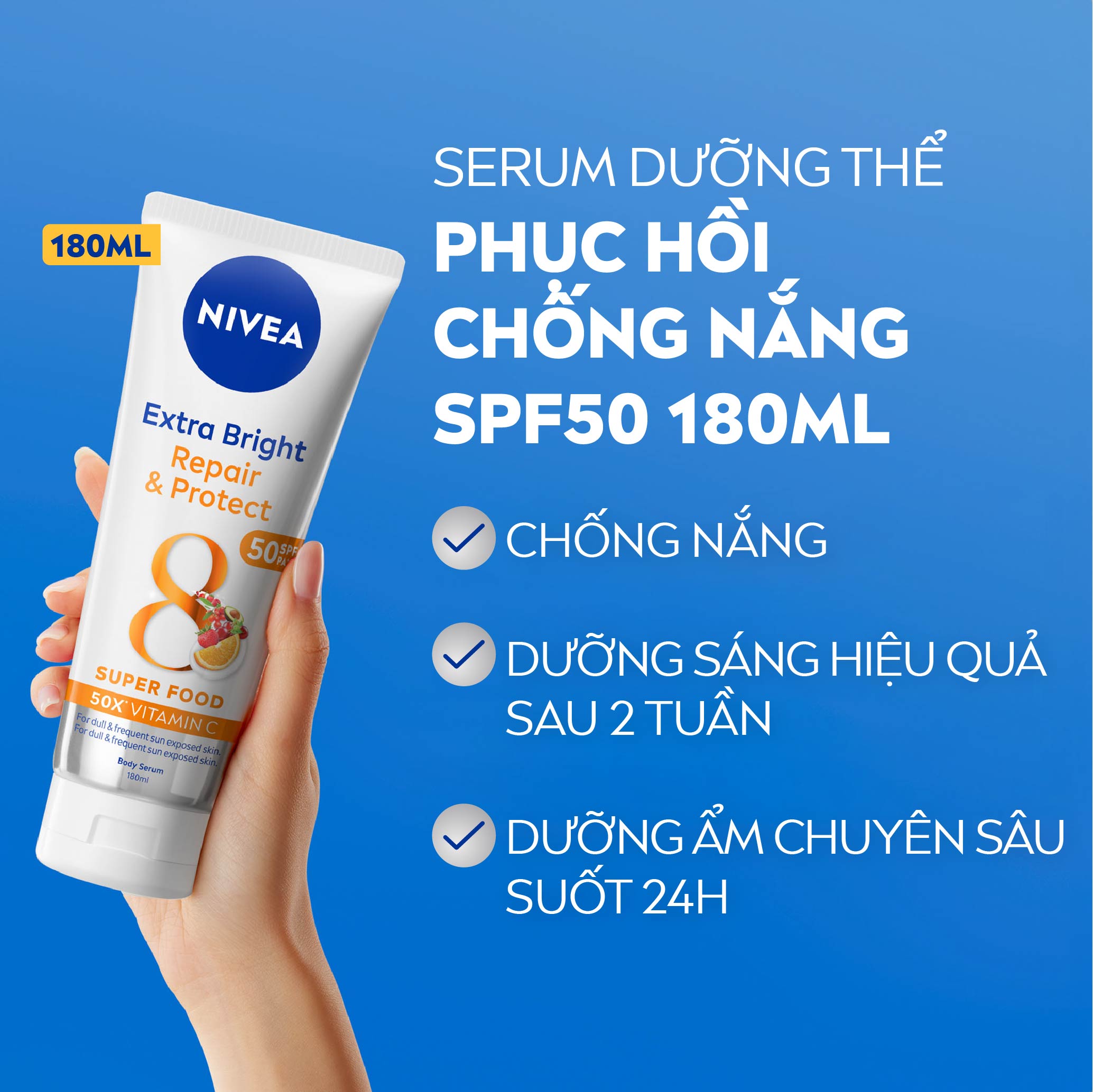 Tinh Chất Dưỡng Thể NIVEA Extra Bright Dưỡng Sáng Da Mịn Da (180 ml) - 88314/88367 - (Bao bì thay đổi theo từng đợt nhập hàng)