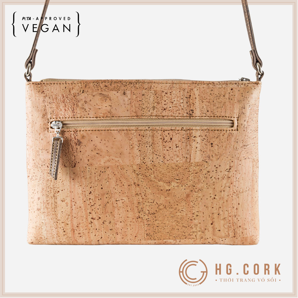 Túi Đeo Chéo Nữ Cao Cấp Phối Khóa - SMALL CROSSBODY PURSE - HGcork Corkor CK159 - Vật liệu da cork thực vật thuần chay - Sản phẩm Handmade, Sản xuất tại Bồ Đào Nha