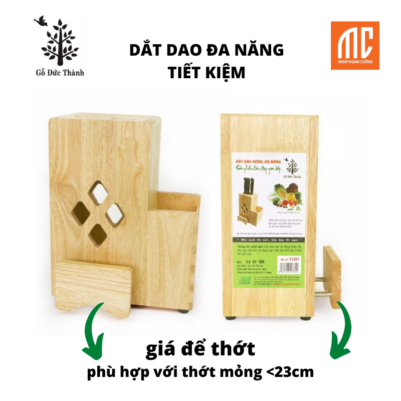 21381 | dắt dao đa năng tiết kiệm có chỗ để thớt nhỏ , muỗn đũa nĩa thìa kéo gỗ Đức Thành