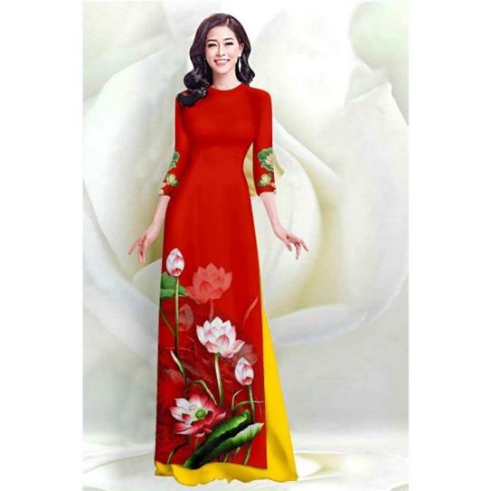 SÉT ÁO DÀI TRUYỀN THỐNG IN HOA SEN + QUẦN DÀI