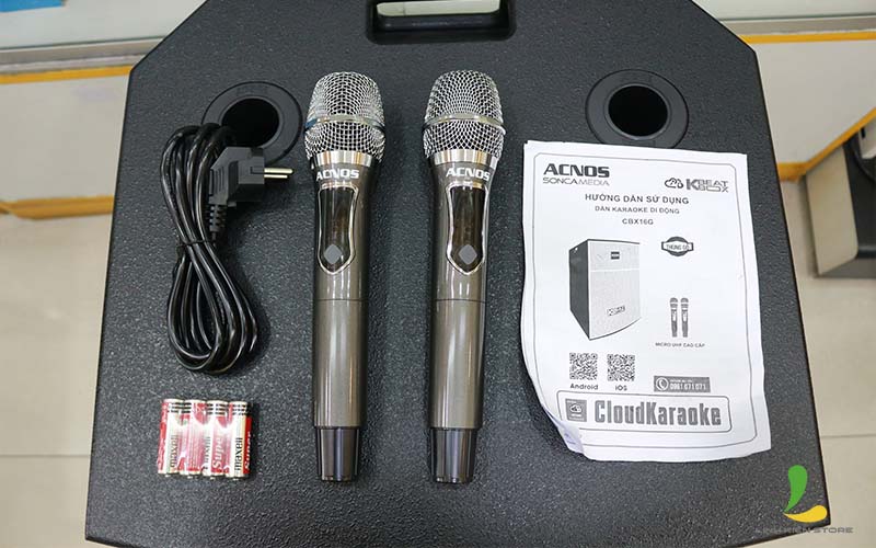 Loa kéo Acnos CBX16G - Loa karaoke thùng gỗ công suất 100W kèm micro không dây - Hàng nhập khẩu