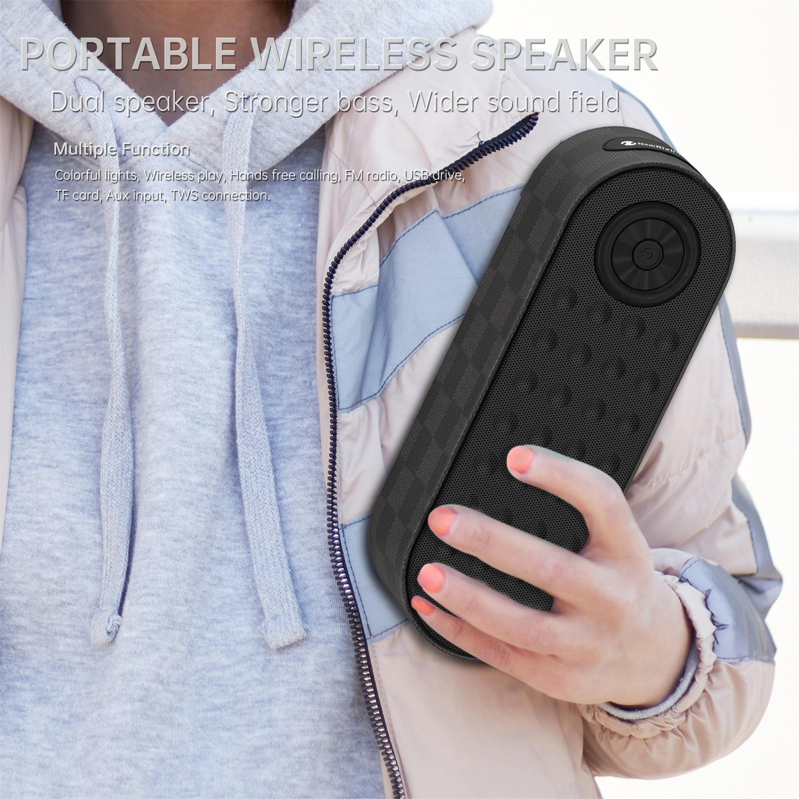 Hộp nhạc Người loa không dây di động Subwofer Subwofer Sound Box Bass IPX4 Âm thanh âm thanh nổi không thấm nước với TF/USB/FM Màu sắc gọi điện miễn phí: 9909-Black
