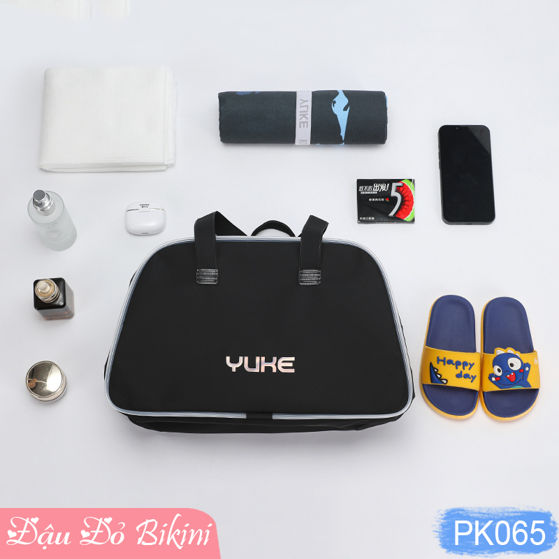 Túi đựng đồ bơi, đồ tập gym YUKE, chia 2 ngăn khô &amp; ướt, khóa kéo riêng biệt từng ngăn, cỡ vừa rất tiện dụng, quai xách dễ mang theo | PK065