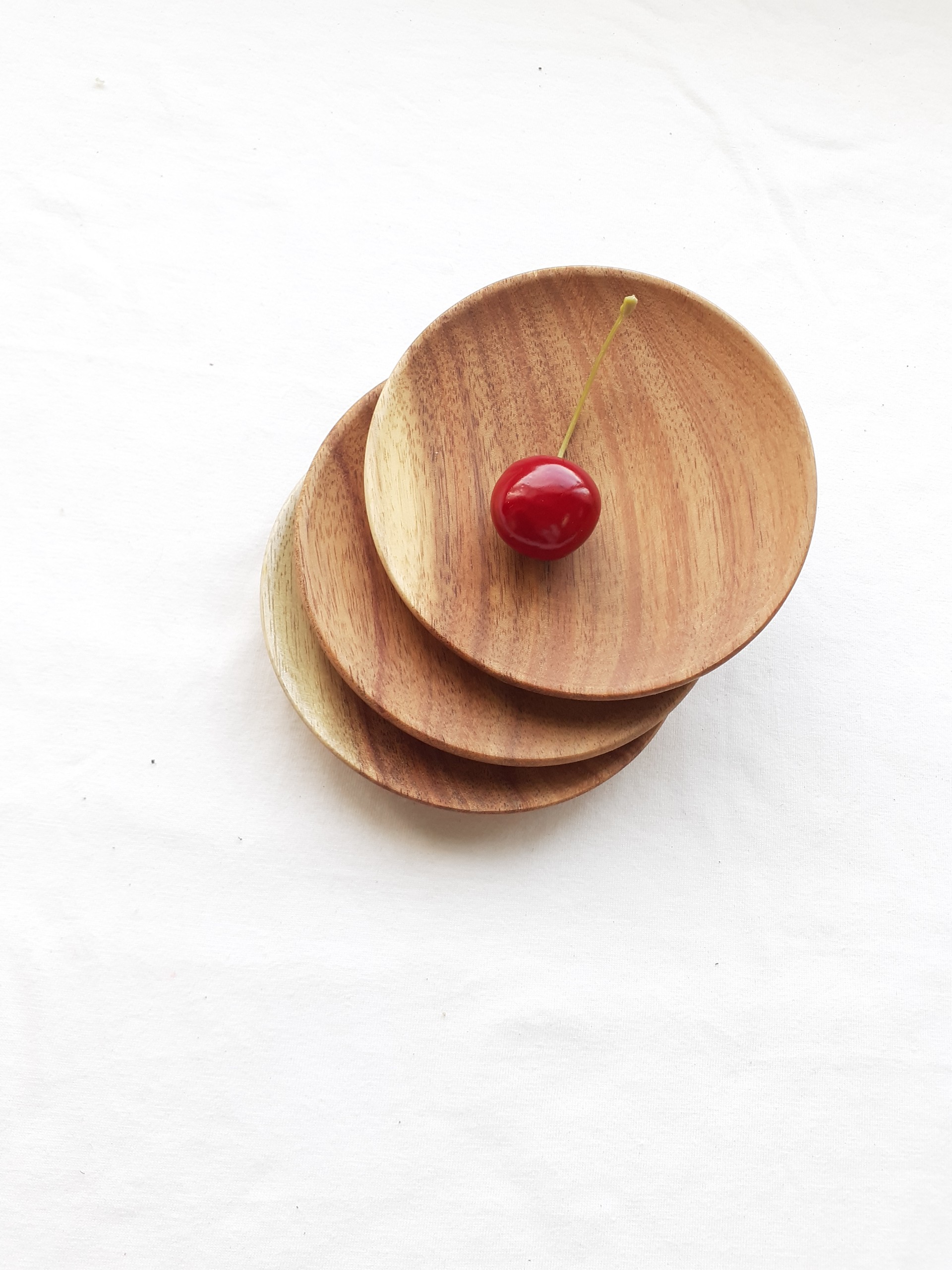 Bộ 6 đĩa gỗ tròn nhỏ lót cốc, ly 10 cm
