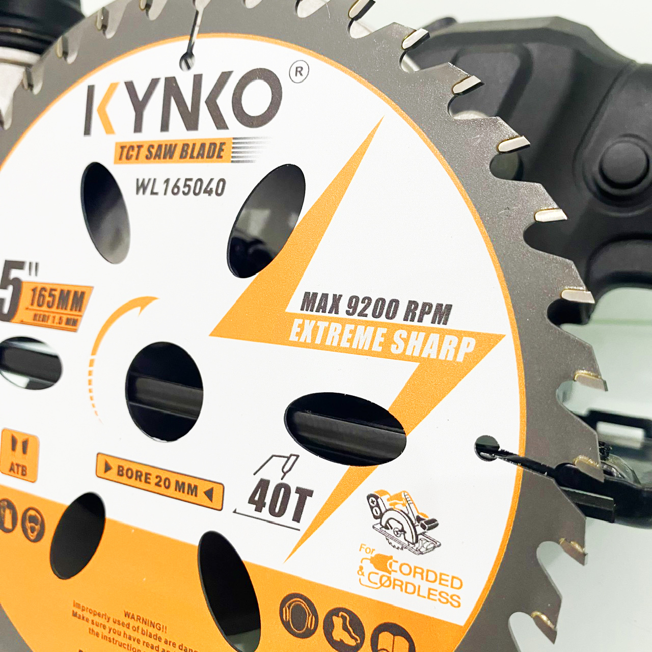 Lưỡi cưa gỗ siêu mỏng cho máy pin 40 răng đường kính Ø 165mm KYNKO WL165040