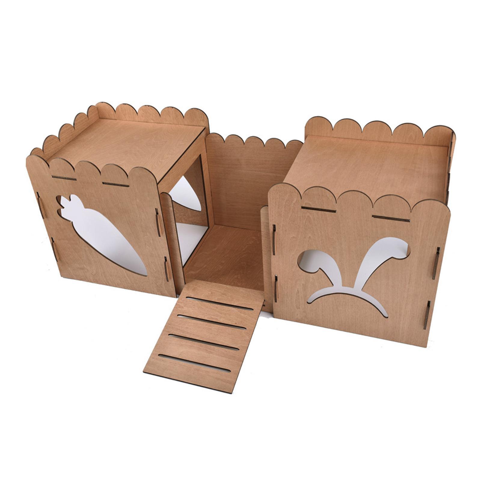 Hamster House Guinea Pig Cage Decor Pet Bed Hut Wooden Rabbit Castle Hideout