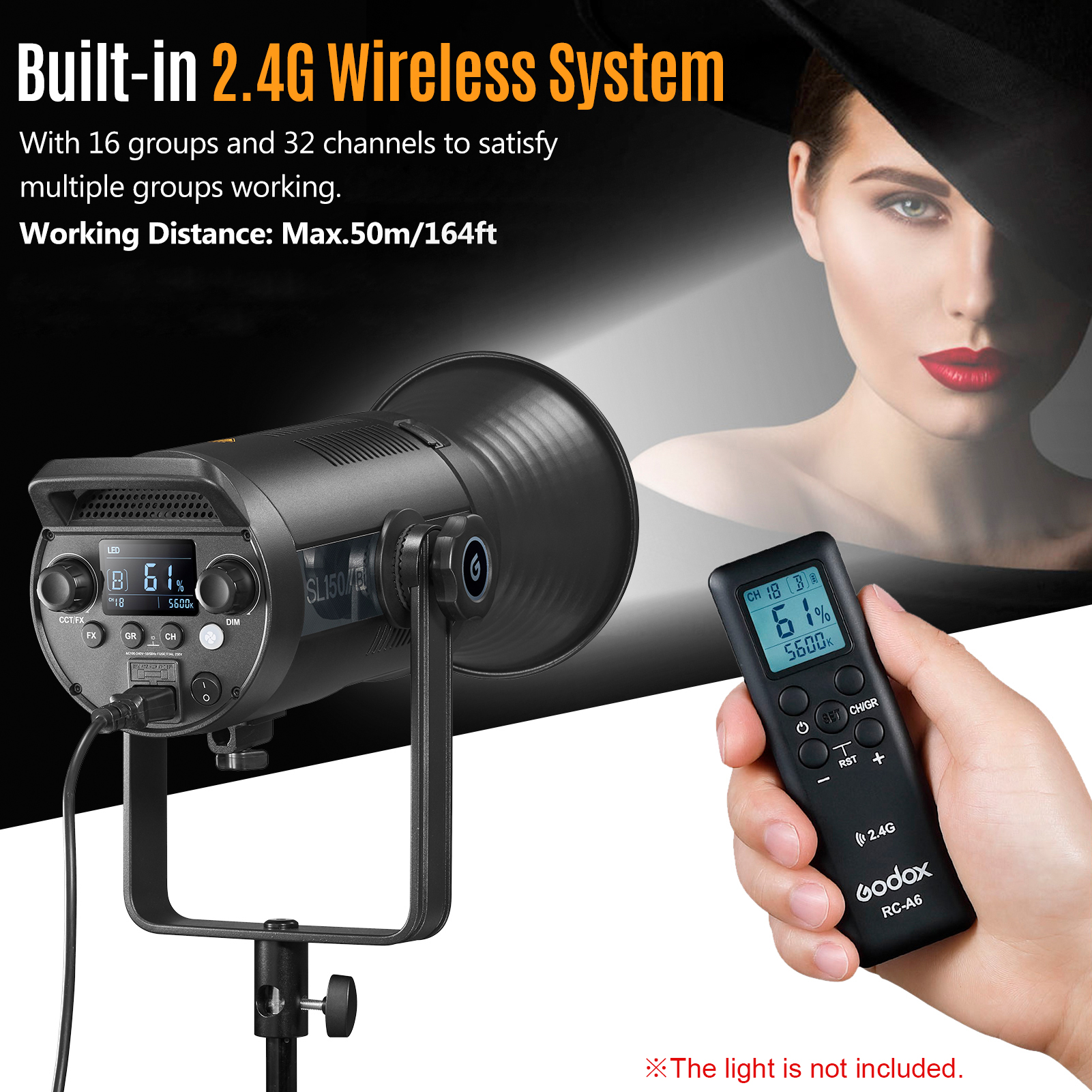 Điều khiển từ xa Godox RC-A6 Truyền dẫn không dây 2.4GHz 32 kênh 16 nhóm Thay thế cho Godox SL150II SL200II