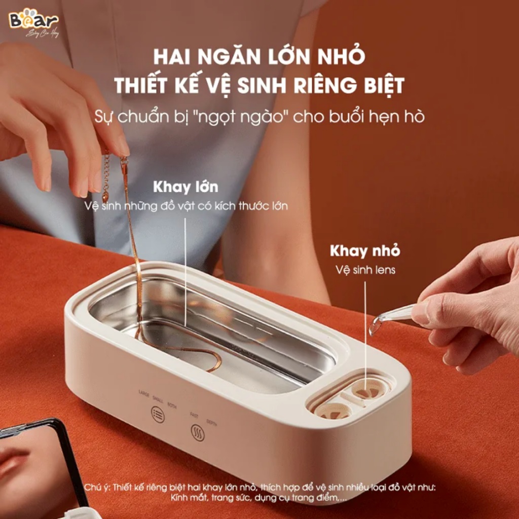 Máy Rung Sóng Âm Sothing Bear SB-MR038 Làm Sạch Đồ Trang Sức- Hàng Chính Hãng