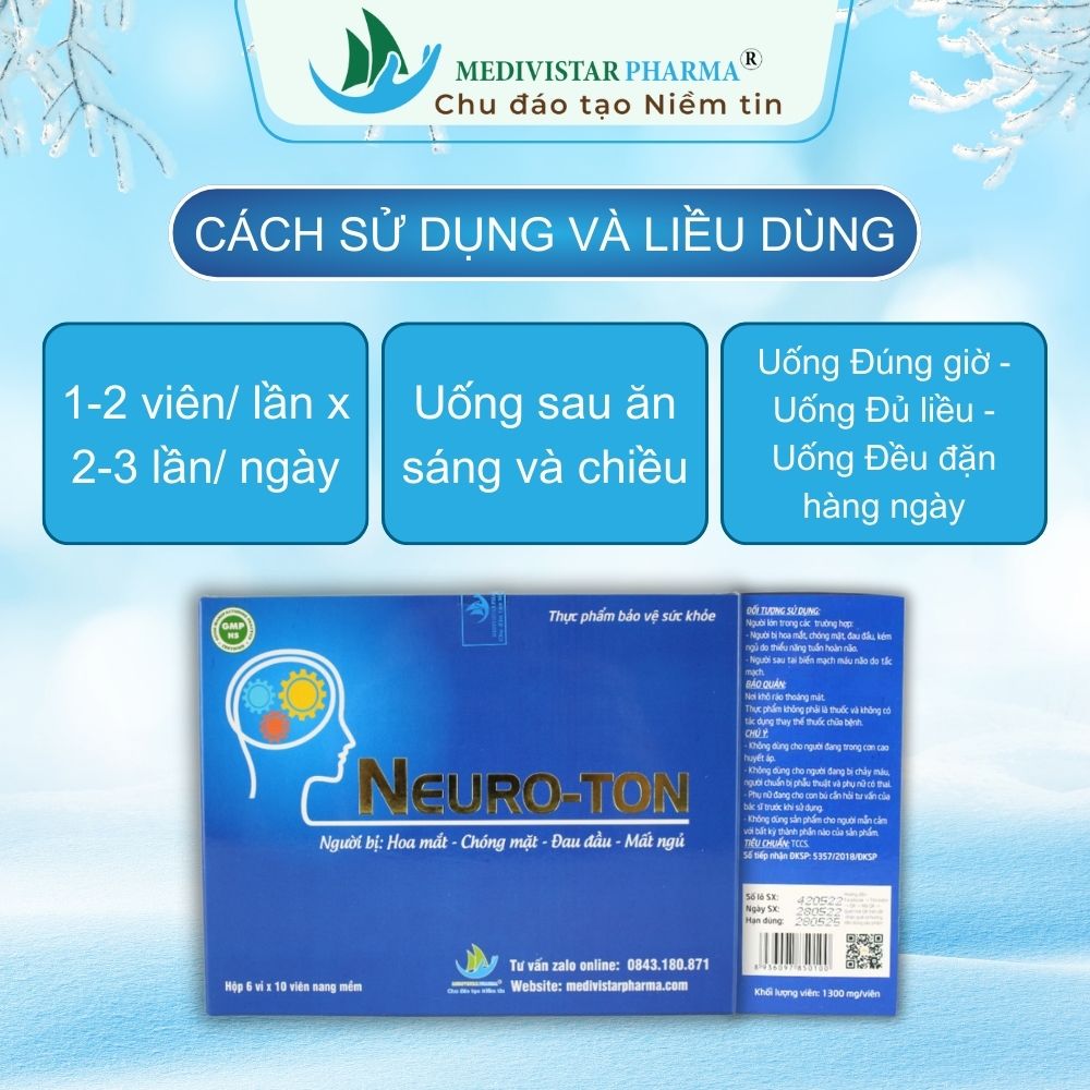 Bổ Não NEUROTON Dành Cho Người Già Hỗ Trợ Cải Thiện Mất Ngủ, Suy Giảm Trí Nhớ, Tăng Cường Tuần Hoàn Máu 60 Viên/Hộp