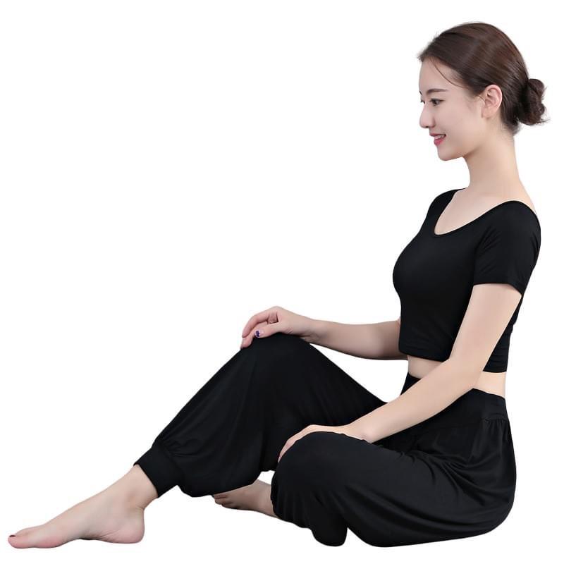 Đồ tập yoga nữ, set đồ tập Alibaba chất vải co giãn thấm hút tặng kèm mút