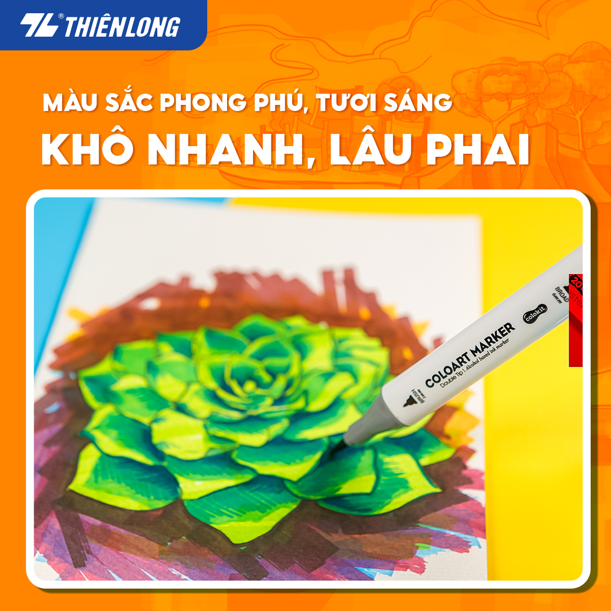 Bút dạ màu 2 đầu Art Marker Thiên Long Colokit - Bút dạ 12/24 màu, mực bền màu, mau khô dùng vẽ tranh, calligraphy