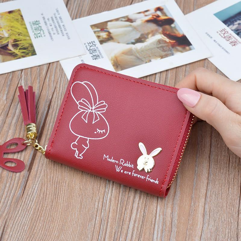 Ví Bóp Nữ Mini Hàn Quốc Da Mềm Họa Tiết Thỏ Đẹp VN15