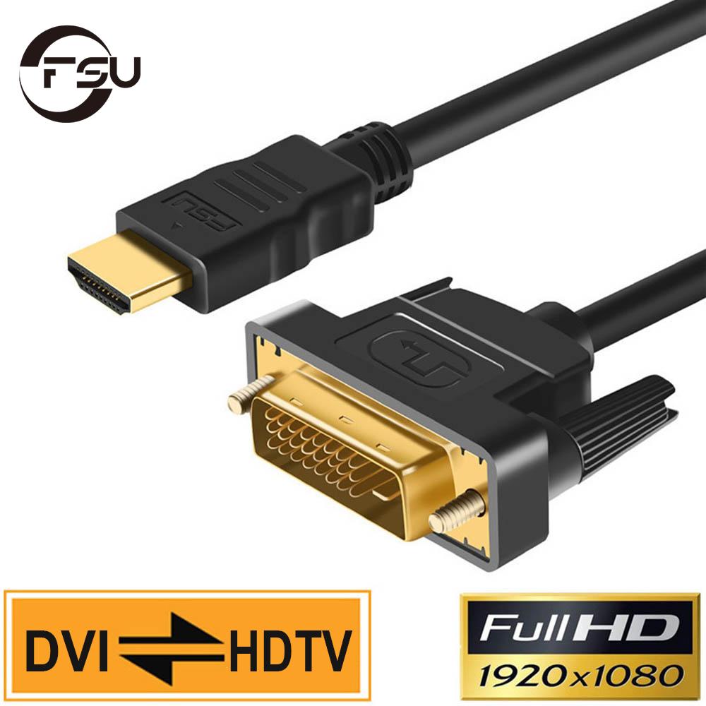 FSU HDMI-Ứng dụng với Cáp DVI nam 24 1 DVI-D Bộ chuyển đổi nam được mạ 1080p cho máy chiếu HD HDTV HD PS4/3 1M 1,8m 2m