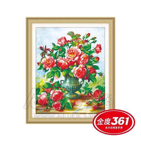 Tranh thêu Bình Hoa Hồng - Cổ Điển ms 31611