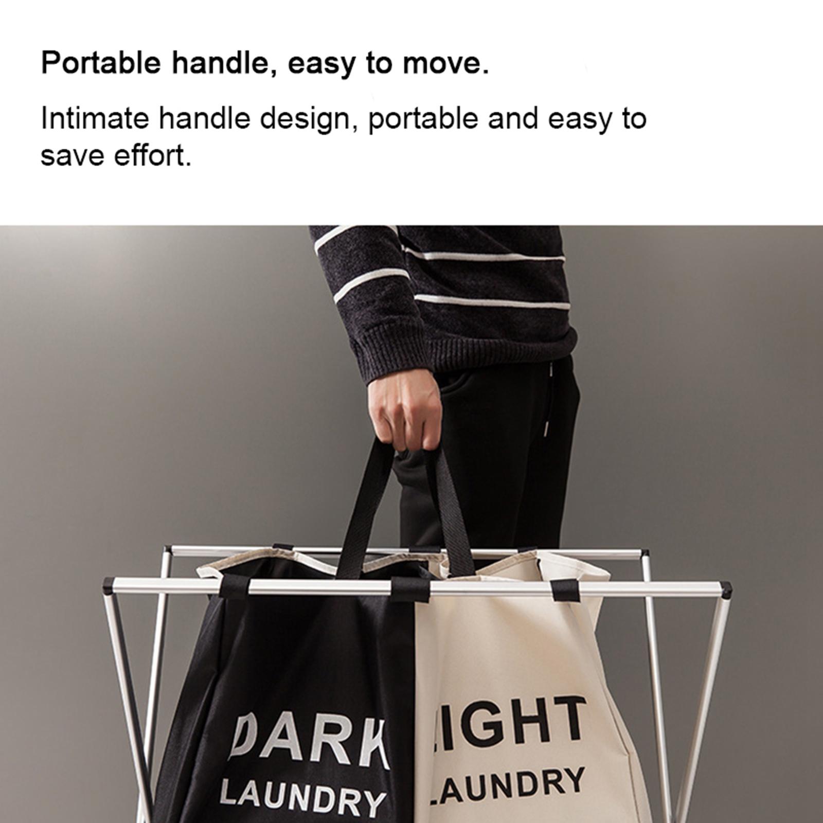 Laundry Cloth Hamper Sorter Basket Bin with Aluminum Frame Washing Storage