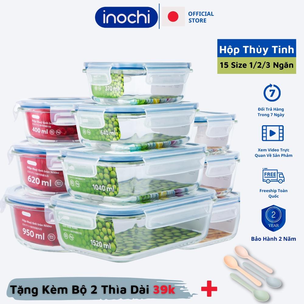 Hộp đựng cơm thủy tinh giữ nhiệt đựng 2 3 Ngăn Thực Phẩm Nikko inochi trữ đông giữ nhiệt cho dân văn phòng