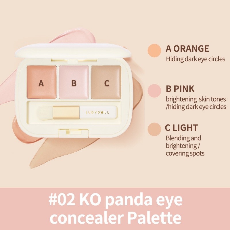JUDYDOLL Bảng che khuyết điểm 3 màu Moisturizing 3-Color Concealer Palette Mềm mịn Chống nước 0,9g x3