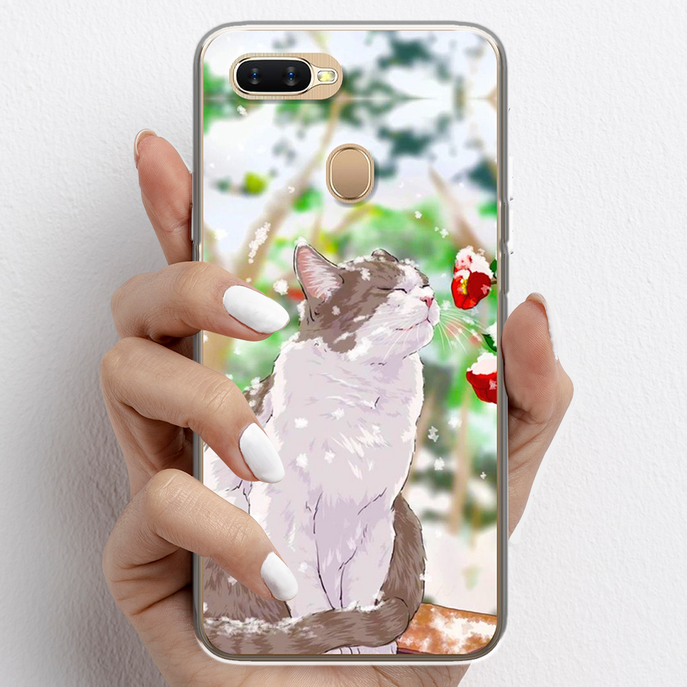 Ốp lưng cho Oppo A3s, Oppo A5s nhựa TPU mẫu Mèo trắng